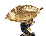 Statuetă Decorativă Bust de Femeie Africană cu Frunză Aurie - imagine 2