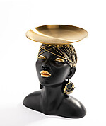 Statuetă Decorativă Bust de Femeie Africană cu Tăviță – Accente Aurii - imagine 2